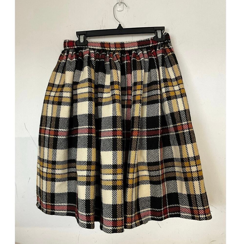 Miu Miu Plaid Tartan 100% Virgin Wool Full Skirt